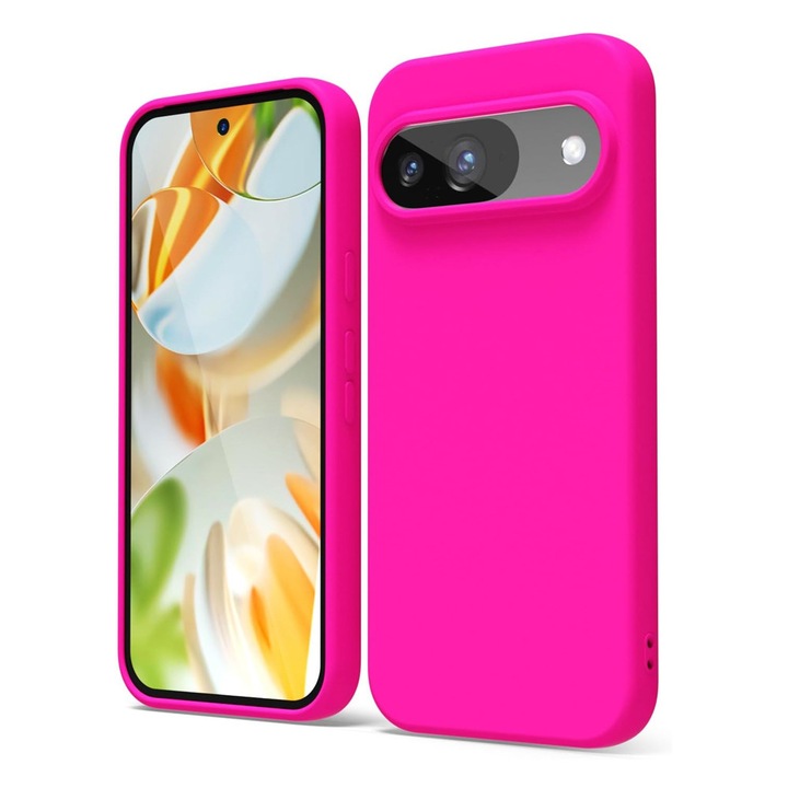 Husa Protectie Smooth Silicon cu Microfibra pentru Google Pixel 10 Pro, Ultra Thin, Material Moale de Inalta Calitate, Unique Stylish Design, Roz Aprins