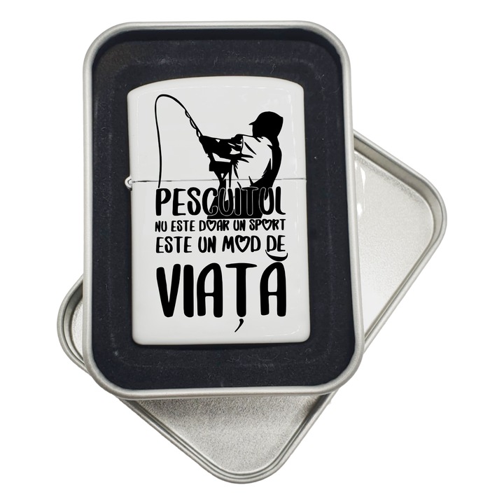Bricheta metalica gift shop personalizata cu mesaj, pescuitul nu este doar un sport, in cutie cadou, model bgs 033