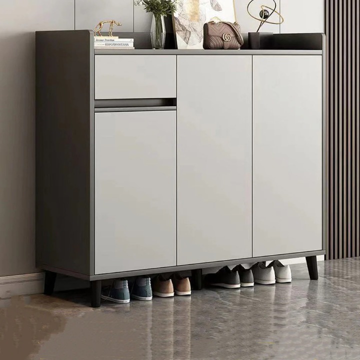 Pantofar tip dulap pentru hol, design minimalist, gri / 90*30*90cm
