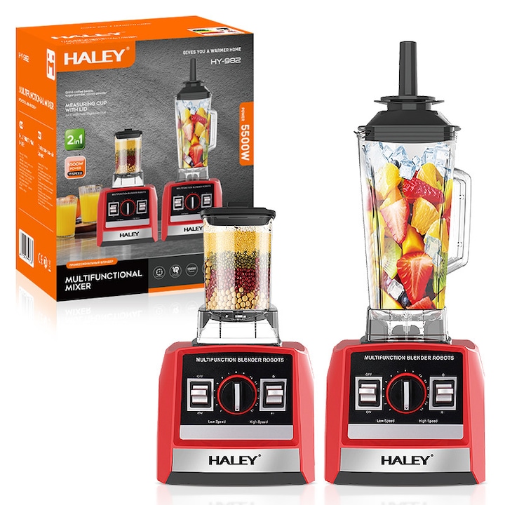 Mini blender Philips HR2604/80, 350 W, 1 L, 2 viteze, recipient on-the-go, Gri/Negru