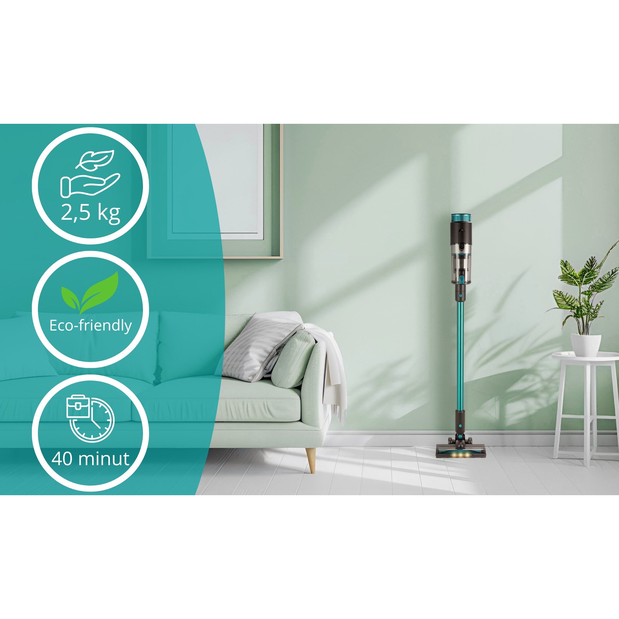 Aspirator Vertical 3 in 1 Kamille KM6901, Fara Fir, 135W, 45 min Autonomie, Lumina detectoare Praf, Filtru HEPA, Acumulator 22.2V