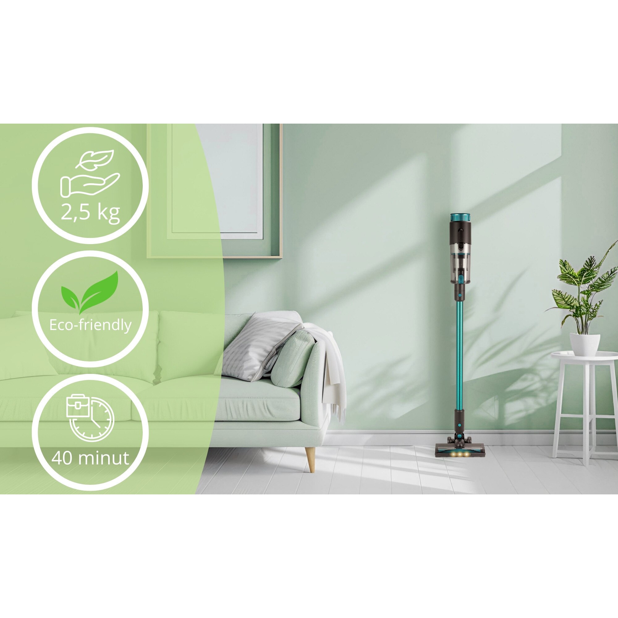 Aspirator Vertical 3 in 1 Kamille KM6901, Fara Fir, 135W, 45 min Autonomie, Lumina detectoare Praf, Filtru HEPA, Acumulator 22.2V