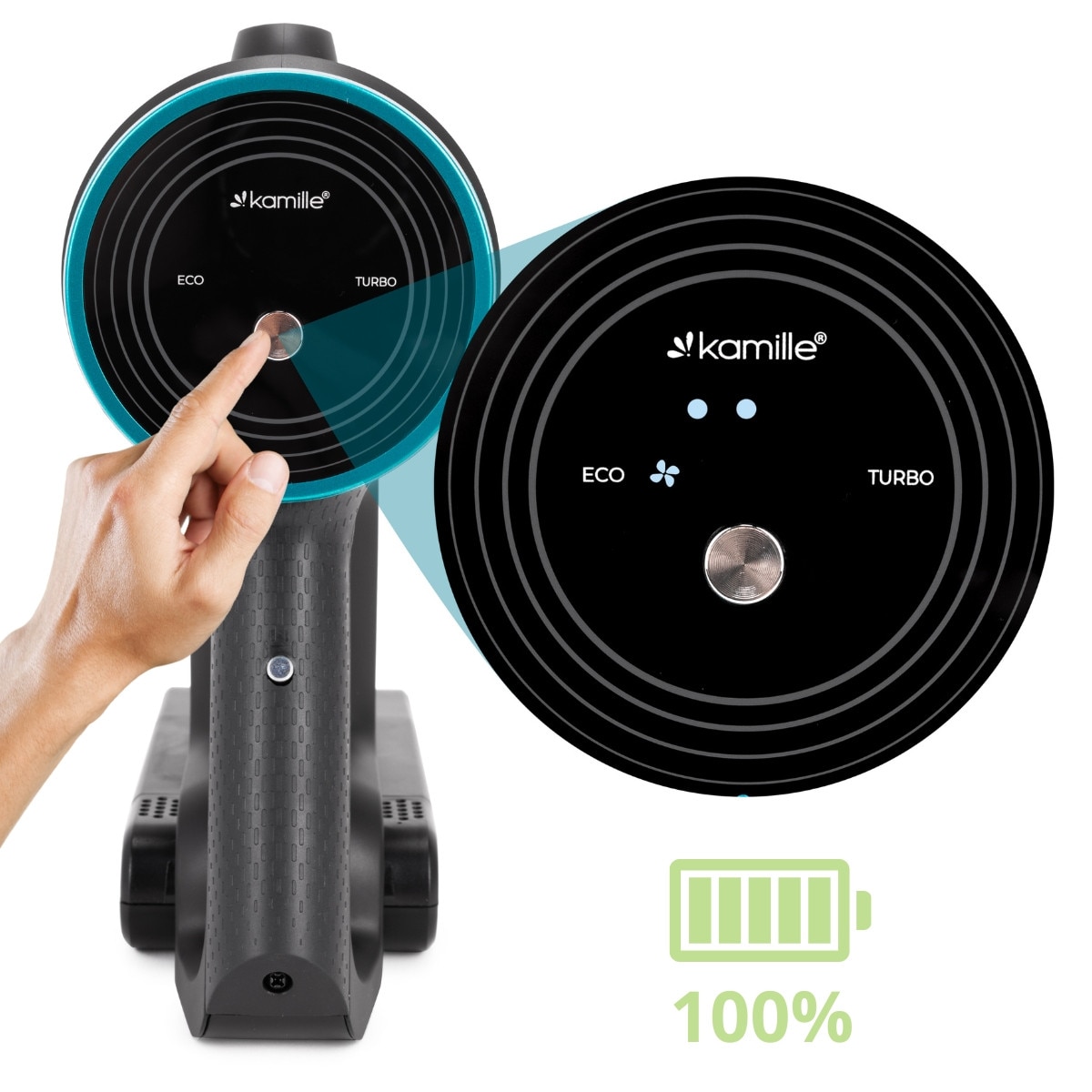 Aspirator Vertical 3 in 1 Kamille KM6901, Fara Fir, 135W, 45 min Autonomie, Lumina detectoare Praf, Filtru HEPA, Acumulator 22.2V