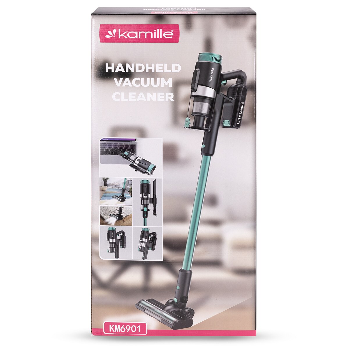 Aspirator Vertical 3 in 1 Kamille KM6901, Fara Fir, 135W, 45 min Autonomie, Lumina detectoare Praf, Filtru HEPA, Acumulator 22.2V