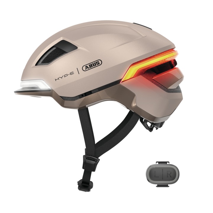 ABUS HYP-E sisak, pezsgőarany, lámpákkal, távirányítóval, S méret, 51-55 cm