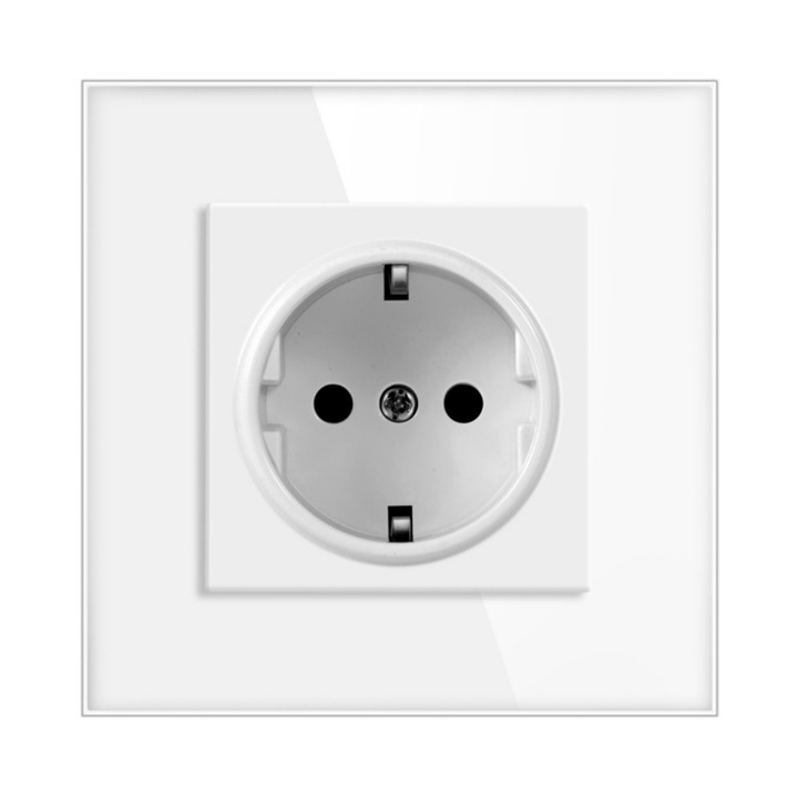 Вграден контакт Fantasy, тип 82, 16A, 110-240V, панел от закалено стъкло, бял, водоустойчив