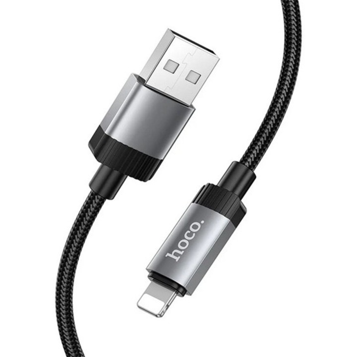 Hoco x114 adatkábel, usb - lightning, 2.4a, gyorstöltő, 100cm, fekete, kompatibilis: Apple iPhone 5C / IPAD Air / iPhone X 5.8
