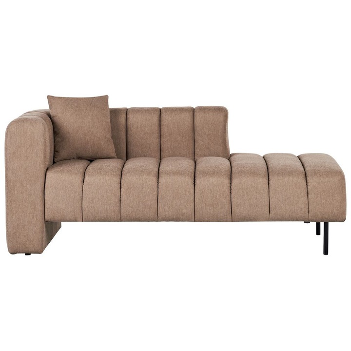 Sezlong stânga Beliani, maro deschis, cu perna decorativă, dimensiuni 173x79cm