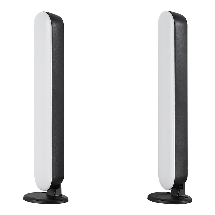 Set 2 Veioze, Trio Ligting, Game, 2x2.5W, LED, RGB, cu telecomanda si control vocal, 3x28x4 cm, Negru