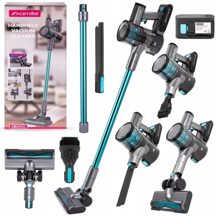 Aspirator Vertical 3 in 1 Kamille KM6902, Fara Fir, 135W, Filtru HEPA, Acumulator 22.2V