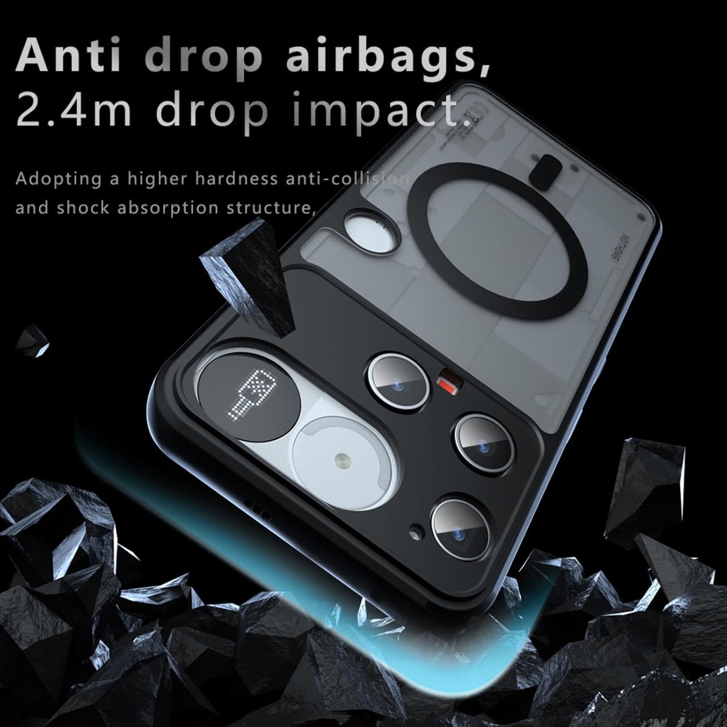 Husa Magnetica pentru Nothing Phone 3, Carcasa Protectie Completa, Anti-Soc, Rezistenta la Caderi, Capac Protector pentru Nothing Phone 3 (Negru)