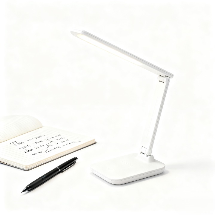 Lampa LED Portabila Pliabila cu 3 Temperaturi de Culoare si Reglare Fara Trepte, Lumina de Protectie a Ochilor pentru Birou si Acasa cu Incarcare USB, Comanda Tactila si Functie de Lampa de Veghe