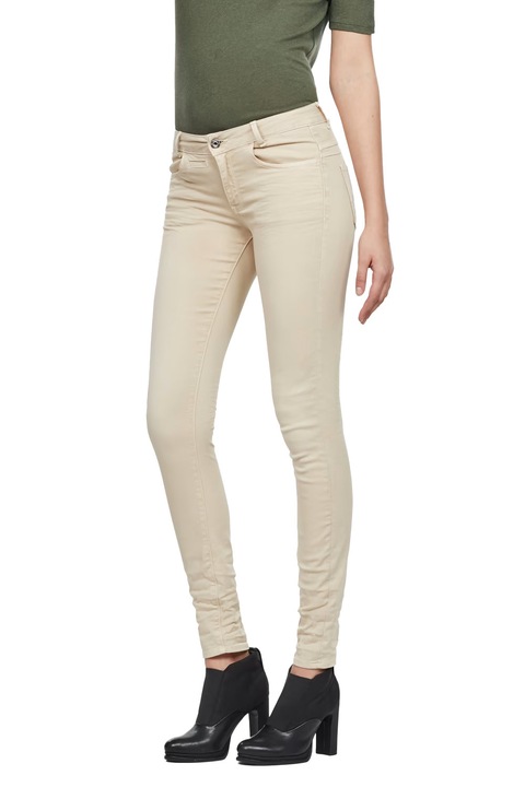 Blugi de damă G-Star RAW D-Staq Skinny cu 5 buzunare, talie medie, Zet Stretch Twill, bumbac, alb, Alb