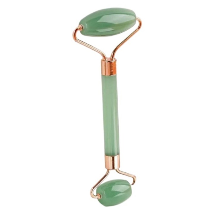 Set de masaj cu role de cristal in forma de inima, fata de jade, tabla de frumusete faciala, masaj cu role cu cap dublu Culoare Roller cu cap dublu verde