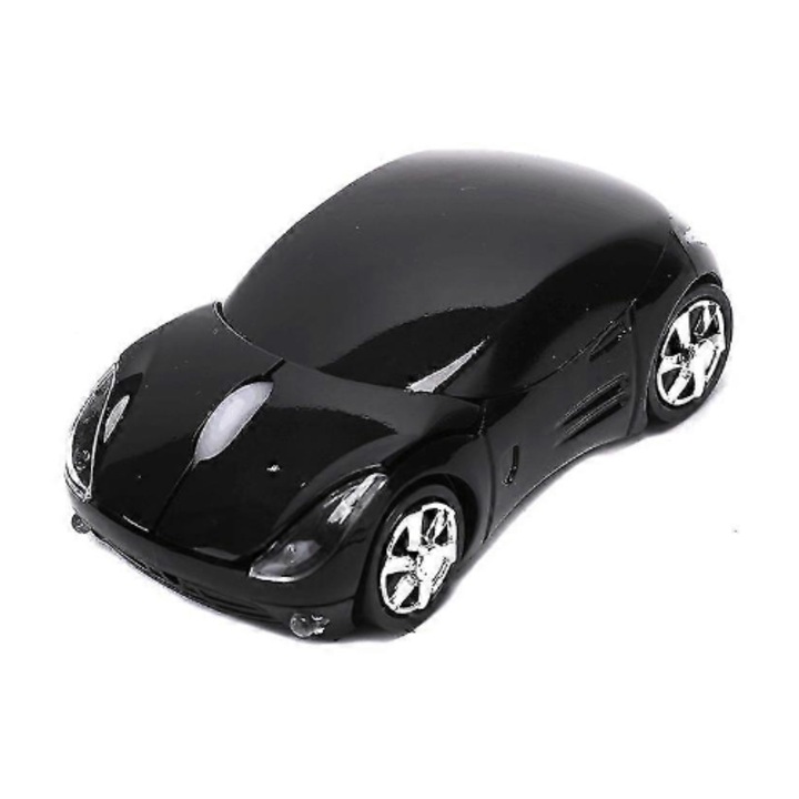 Fekete, autó alakú vezeték nélküli egér