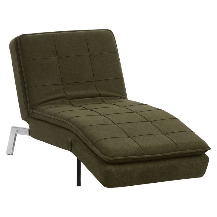 Sezlong reglabil Beliani, verde, dimensiuni 179x93x76cm, suport pentru picioare, design modern