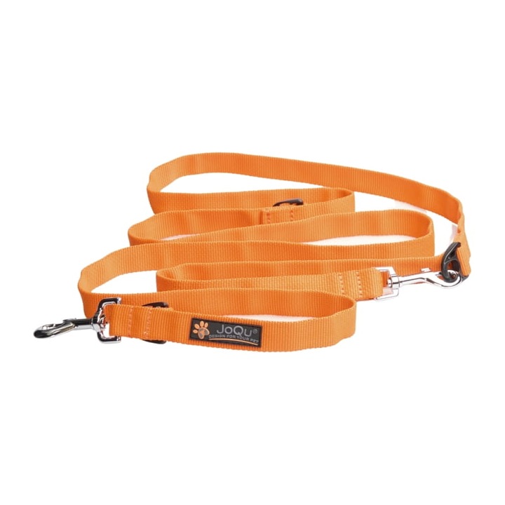 Lesa pentru caini set JoQu Classic, 250cm, portocalie, 1,5cm latime, 3 lungimi ajustabile