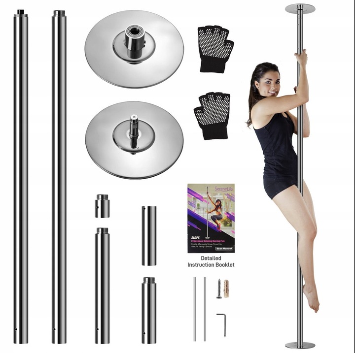 Щанга за танци на пилон Pyle, регулируема 208-274 см, товароносимост 280 кг, устойчива на ръжда, лесна за транспортиране