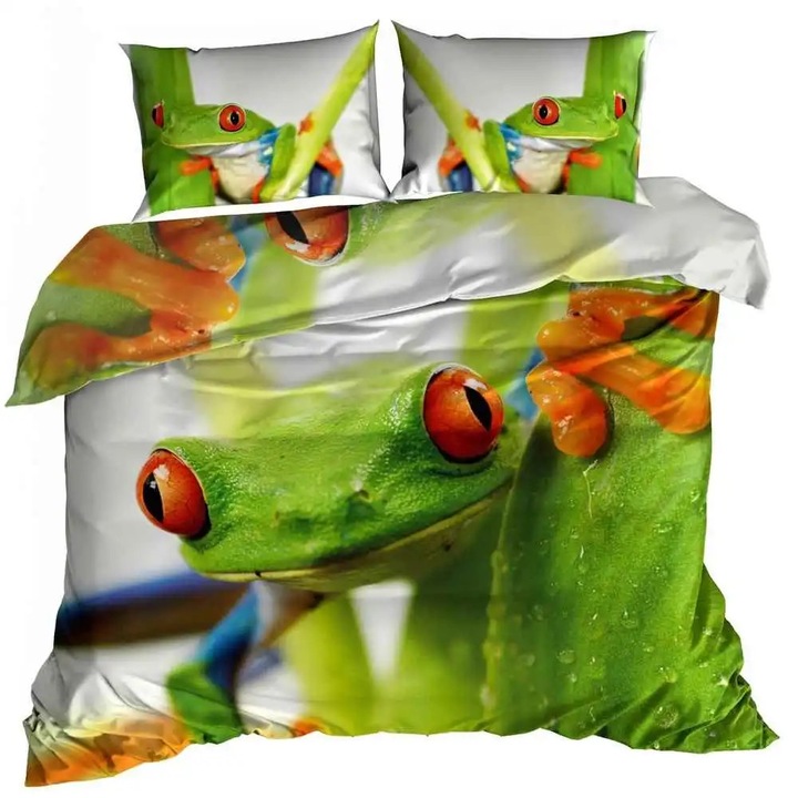3D ágynemű, Poscieli Galéria, ZIELONA ZABA, 160x200cm, 2x 70x80cm
