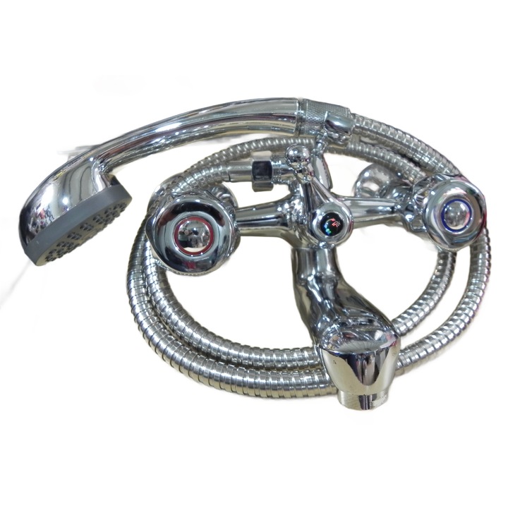 Смесител за вана/душ ретро с розетки, лъскав хром