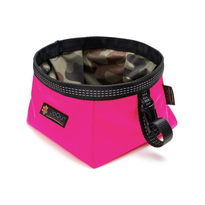 Miska turistica pentru caini JoQu Walk Bowl, roz, 0,75l, 13x8,5cm