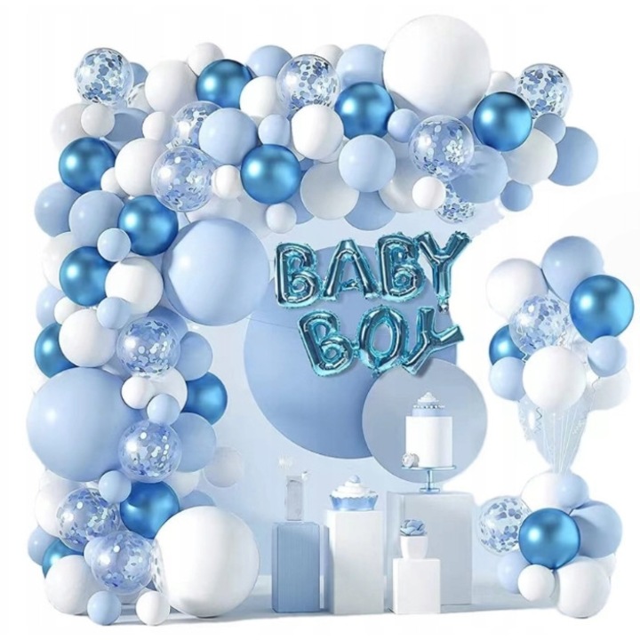 Lufi girland, 130 darabos szett, party dekoráció, kék