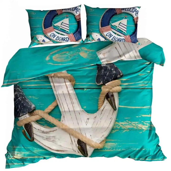 3D szatén pamut ágynemű 160x200cm ANCHOR