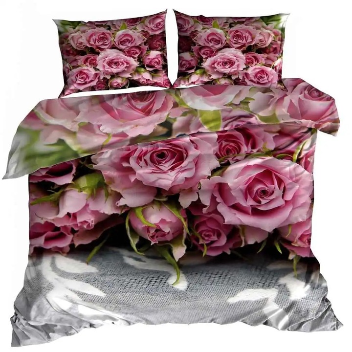 Ágyneműhuzat, Galeria Poscieli, 3D, rózsaszín, 140x200cm, szett 1x párnahuzattal 70x80cm