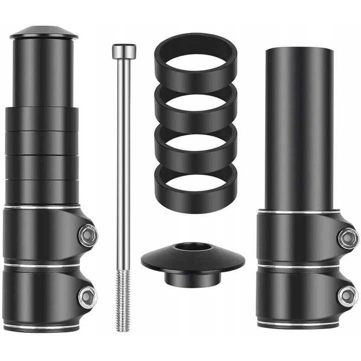 Suport ghidon bicicleta Koanni, 12cm, aluminiu, negru, 31,8mm, 28,6mm