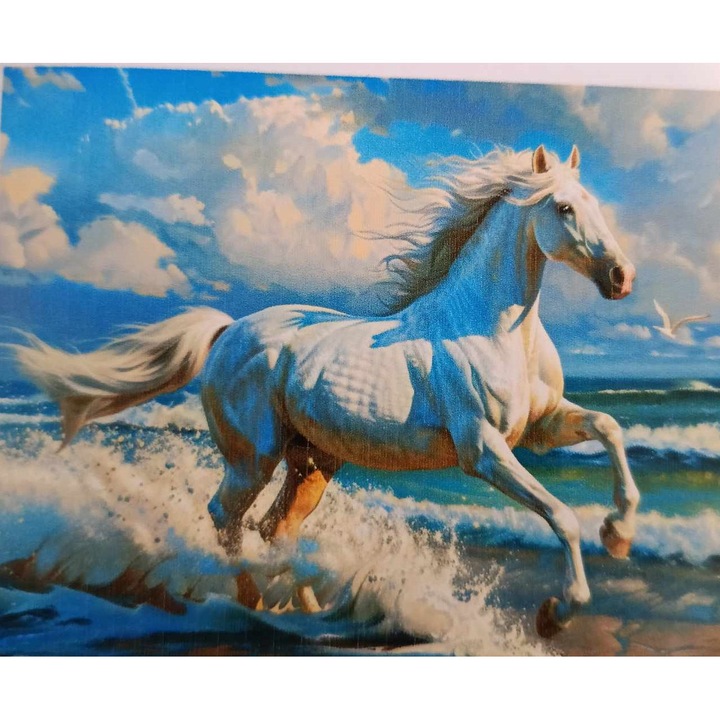 Set de pictura dupa numere, Nikcorp, motiv cal, 40x50cm, culori acrilice, 3 pensule