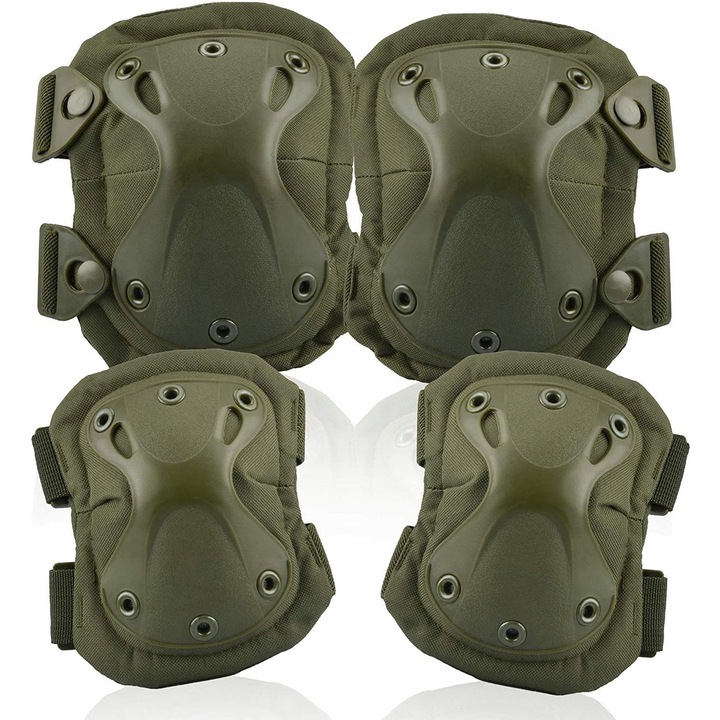 Set de genunchiere pentru Genunchi si Coate, material rezistent, culoare neagra, dimensiuni reglabile