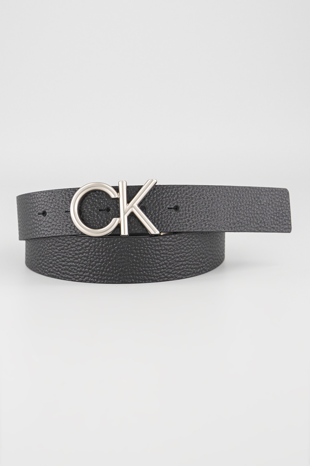 CALVIN KLEIN, Curea de piele cu catarama in forma de logo, Negru, 100