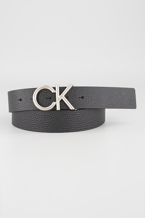 CALVIN KLEIN, Bőröv logós csattal, Fekete, 100