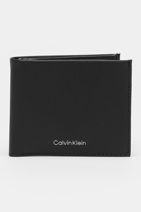 CALVIN KLEIN, Кожен портфейл с двойно прегъване, Черен