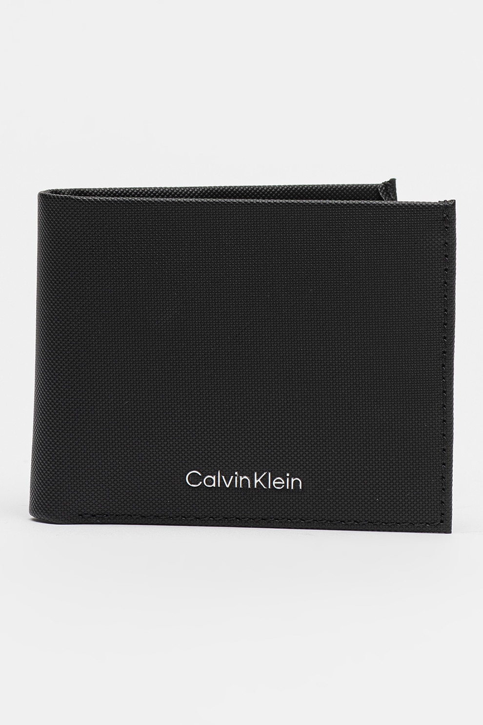 CALVIN KLEIN, Portofel pliabil de piele cu aplicatie logo, Negru