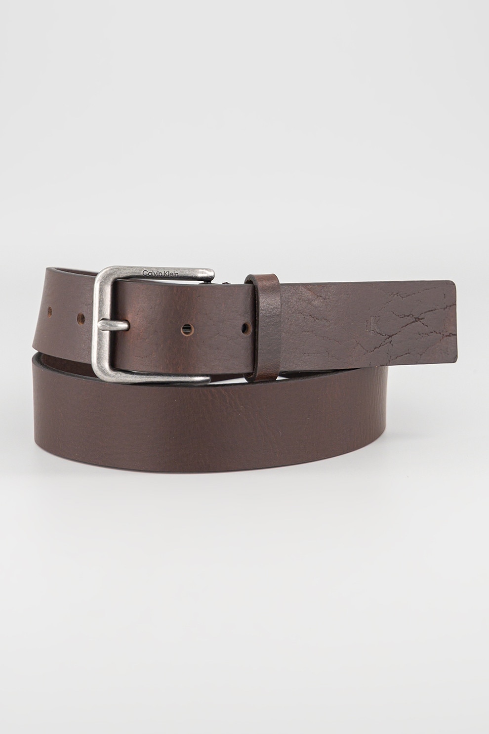 CALVIN KLEIN JEANS, Curea de piele cu catarama metalica, Maro inchis, 100