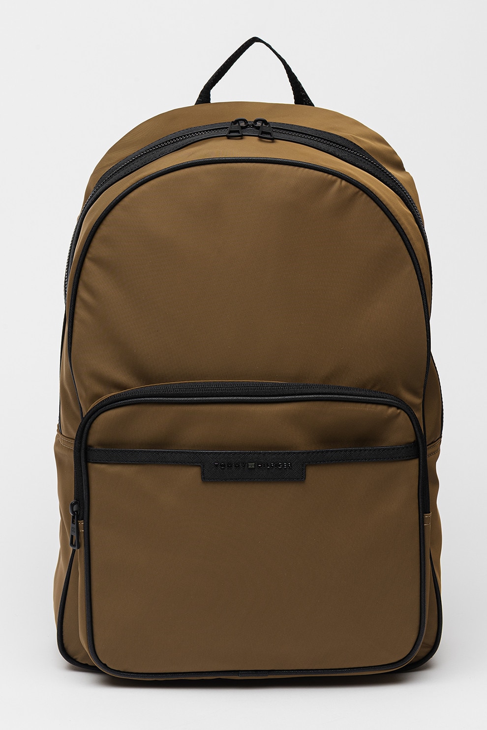 Tommy Hilfiger, Rucsac cu buzunar frontal Repreve® - 13.8 L, Negru, Verde masliniu