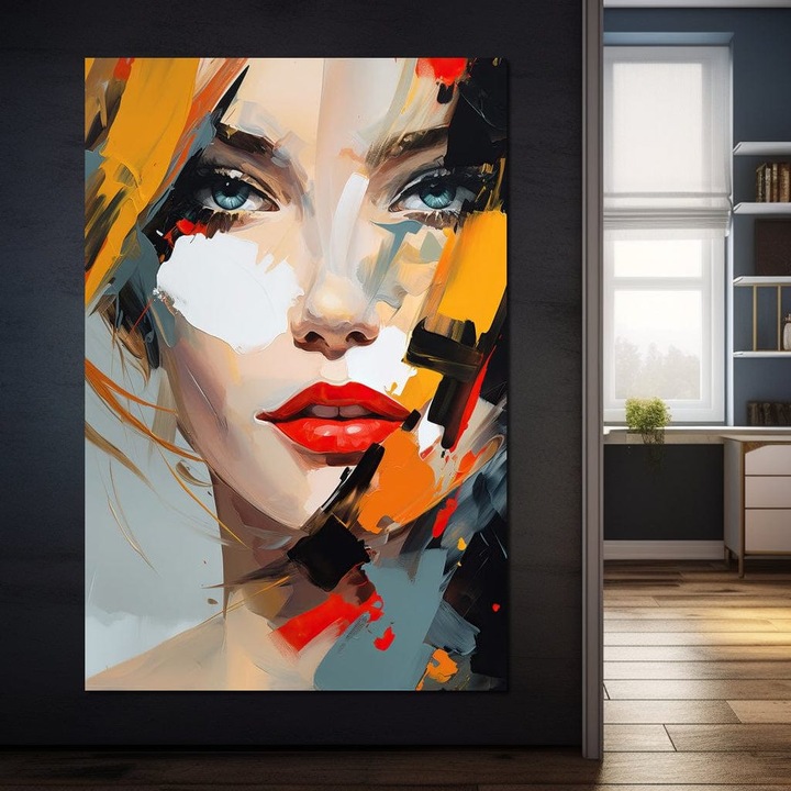 Премиум картина върху платно, LuxCanva® G1204, Хроматична красота, 40 X 60 см, 100% памучно платно 400 г/м2, Шаси, Дърво, Вибрация, Лице, Жена, Фрактура, Портрет, Градски, Артистичен, Очарование, Изложба, Художник, Енергия, Цветен, Офис, Хол, Спалня