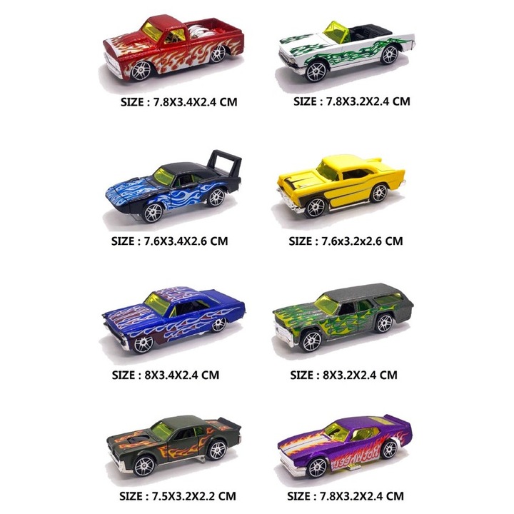 8 darabos fém autó készlet, többszínű, 3 éves kortól