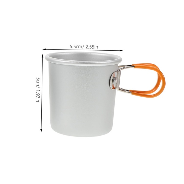 Összecsukható alumínium pohár kempingezéshez, 150 ml, narancssárga