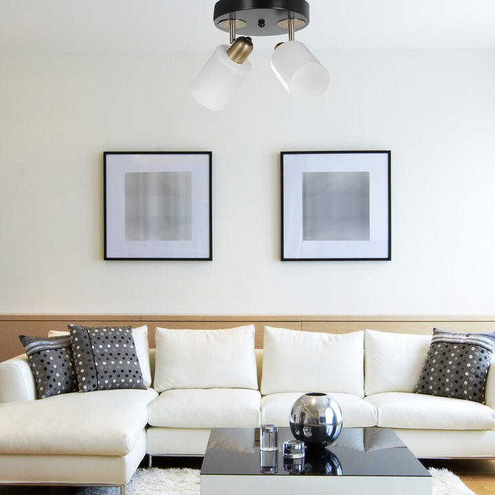 Lustra Nomi 2, metal/sticla, 36x20 cm, negru/alb