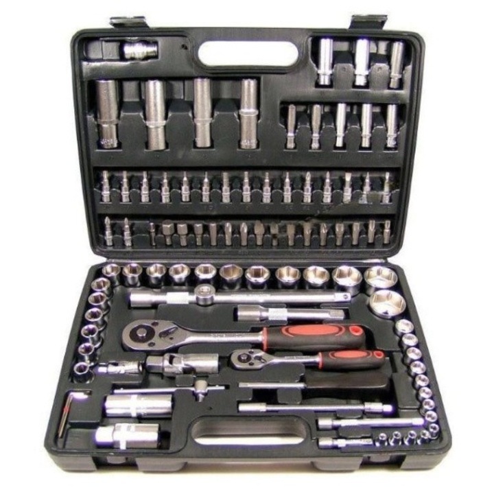 Trusa 108 Piese cu Chei clicket, Biti si Tubulare, Crom-Vanadium