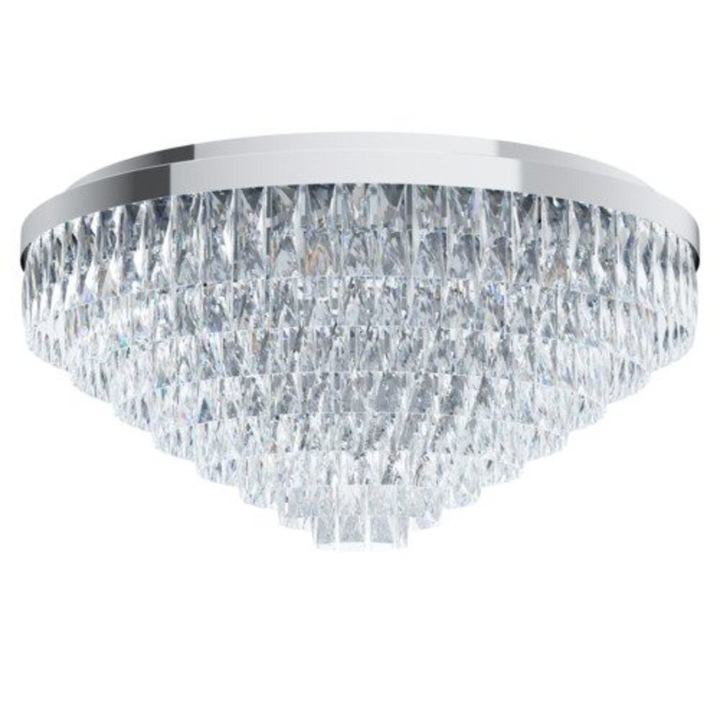 Plafoniera VALPARAISO 1, EGLO, E14, 16 x 40W, otel, cristal, crom, 78 x 38.5 cm