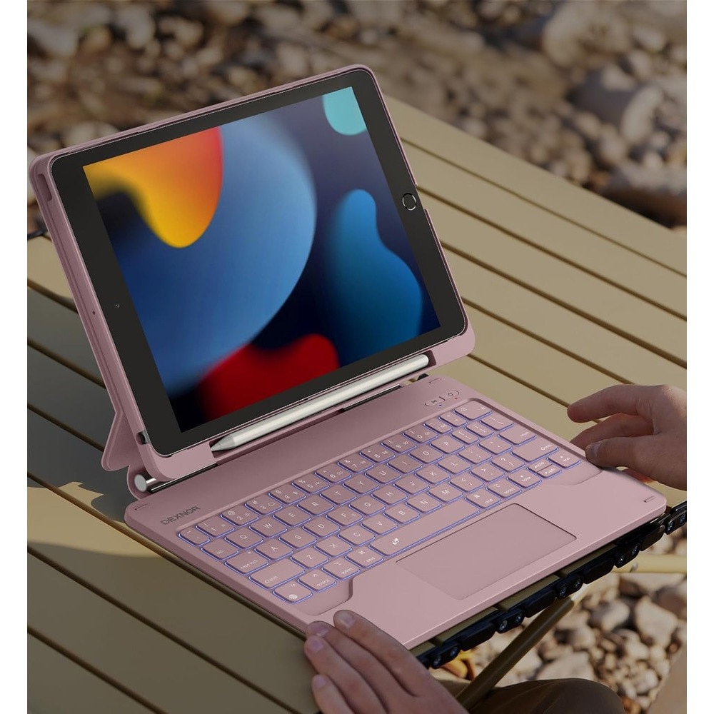 Husa cu tastatura pentru iPad 10.2", Dexnor, roz