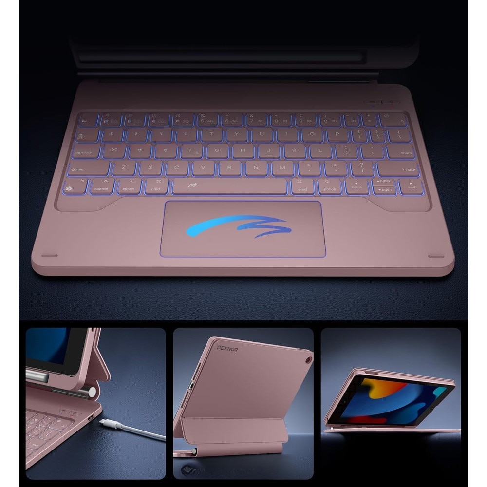Husa cu tastatura pentru iPad 10.2", Dexnor, roz