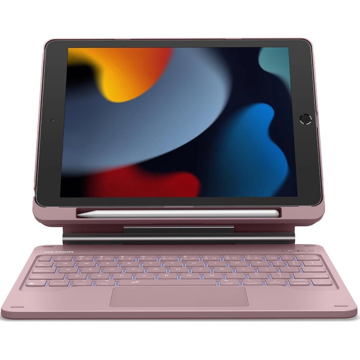Husa cu tastatura pentru iPad 10.2", Dexnor, roz