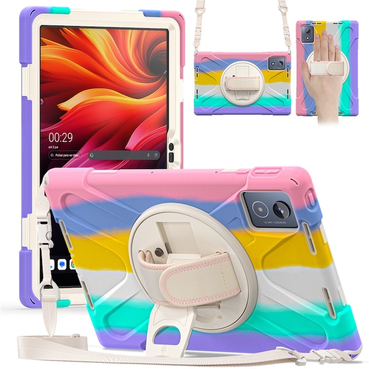 Husa tableta XGSM pentru Lenovo Tab K11 Plus, set cu suport 360 si curea, multicolor