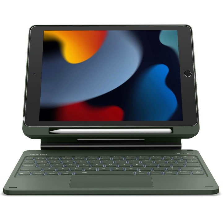 Husa cu tastatura pentru iPad 10.2", Dexnor, verde