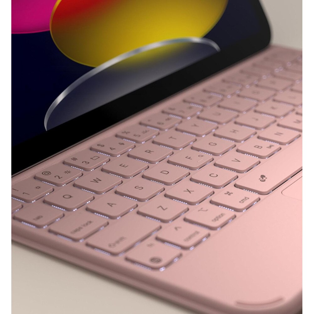 Husa cu tastatura Dexnor, pentru iPad 10.9" (10. gen, 2022) / iPad 11" (11. gen, 2025), roz, ultrausor, cu touchpad