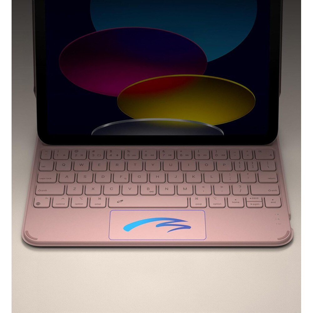 Husa cu tastatura Dexnor, pentru iPad 10.9" (10. gen, 2022) / iPad 11" (11. gen, 2025), roz, ultrausor, cu touchpad